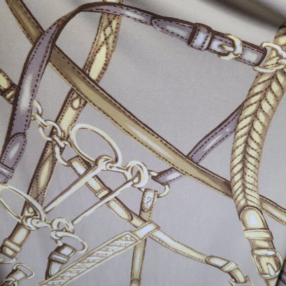 Lauren Ralph Lauren Chain Link Print Maxi Dress Size 18 Belted V-Neck Chic - Picture 8 of 13